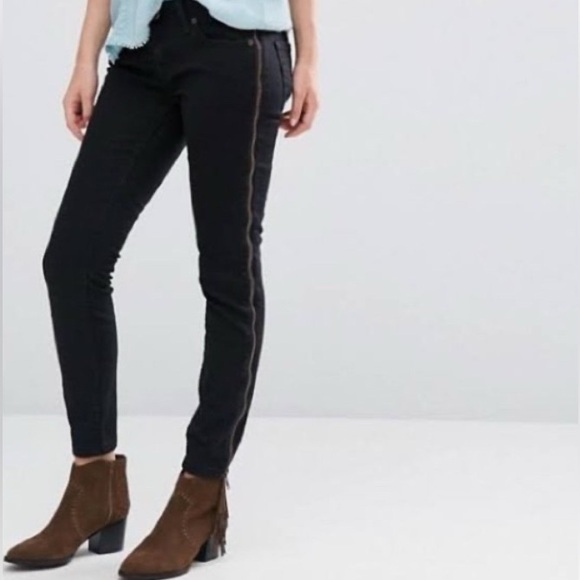 Free People Black Levon Full Bilateral Side Zipper Skinny - Leg 25 - Picture 11 of 16